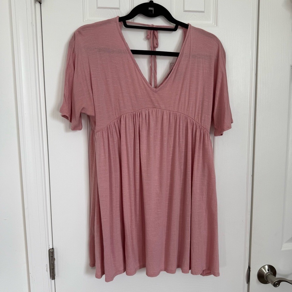 Olivia Rae NY Nylon Spandex Babydoll Shift Mini Dress‎ Pink Women's Small EUC